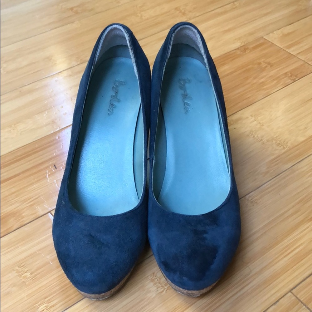 Boden blue suede wedge heel size 37